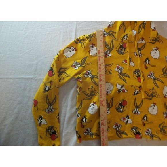 Looney Tunes Cropped Hoodie Sz XS Women All‎ Over Print Long Sleeve - Picture 2 of 6